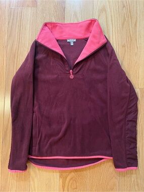 Talbots Reversible Fleece Pullover in Burgundy and Hot Pink